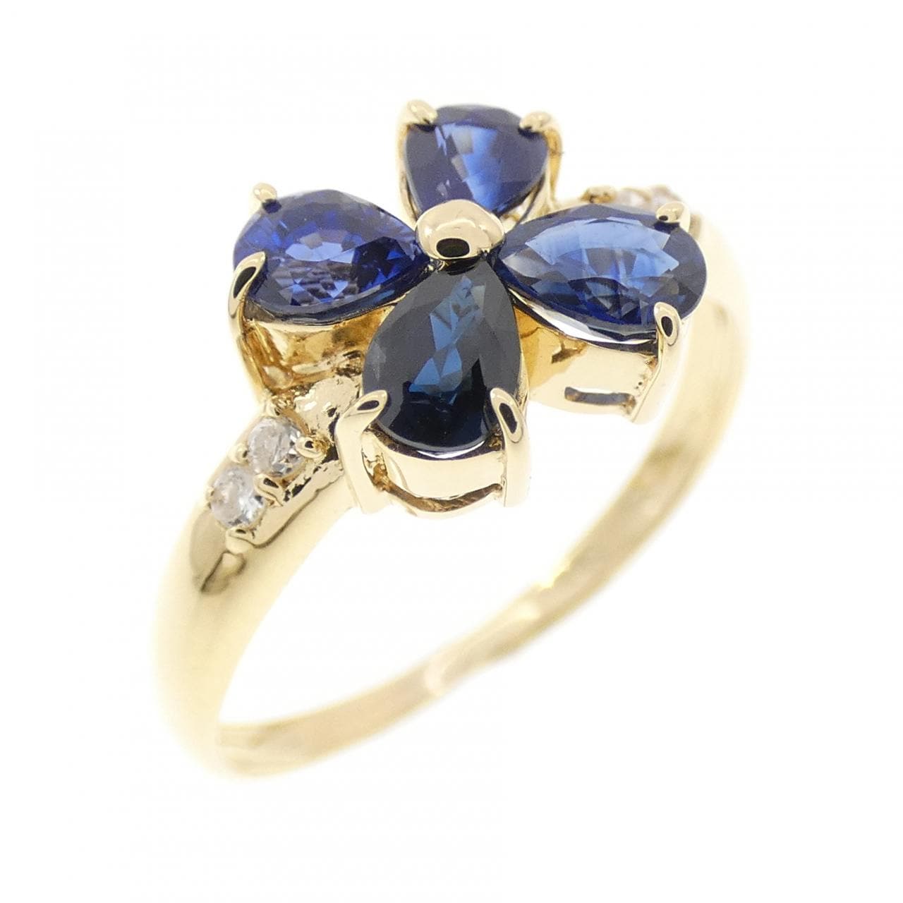 K18YG フラワー サファイヤ リング