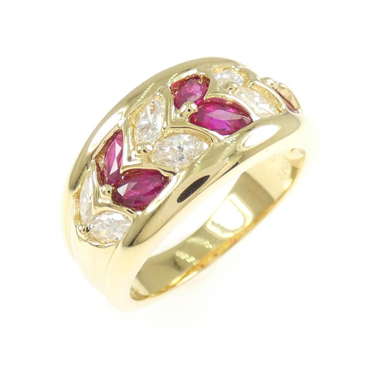 K18YG ルビー リング 0.72CT
