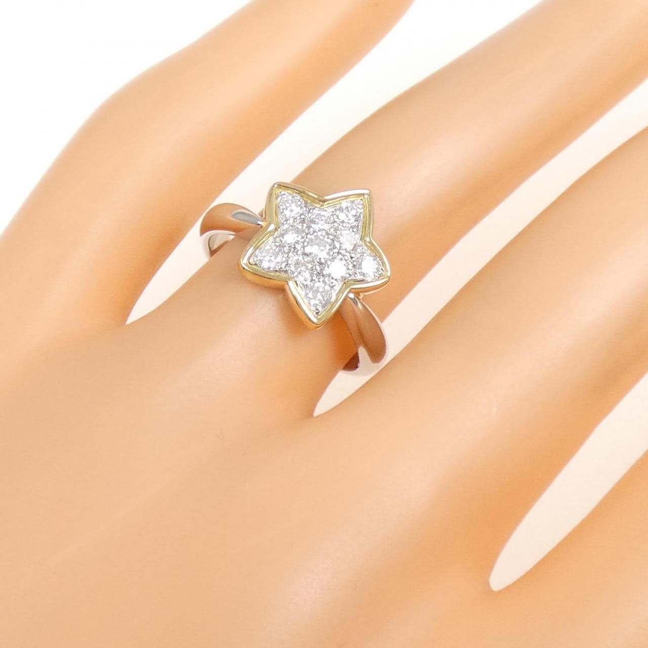 PT900/K18YG スター ダイヤモンド リング 0.373CT
