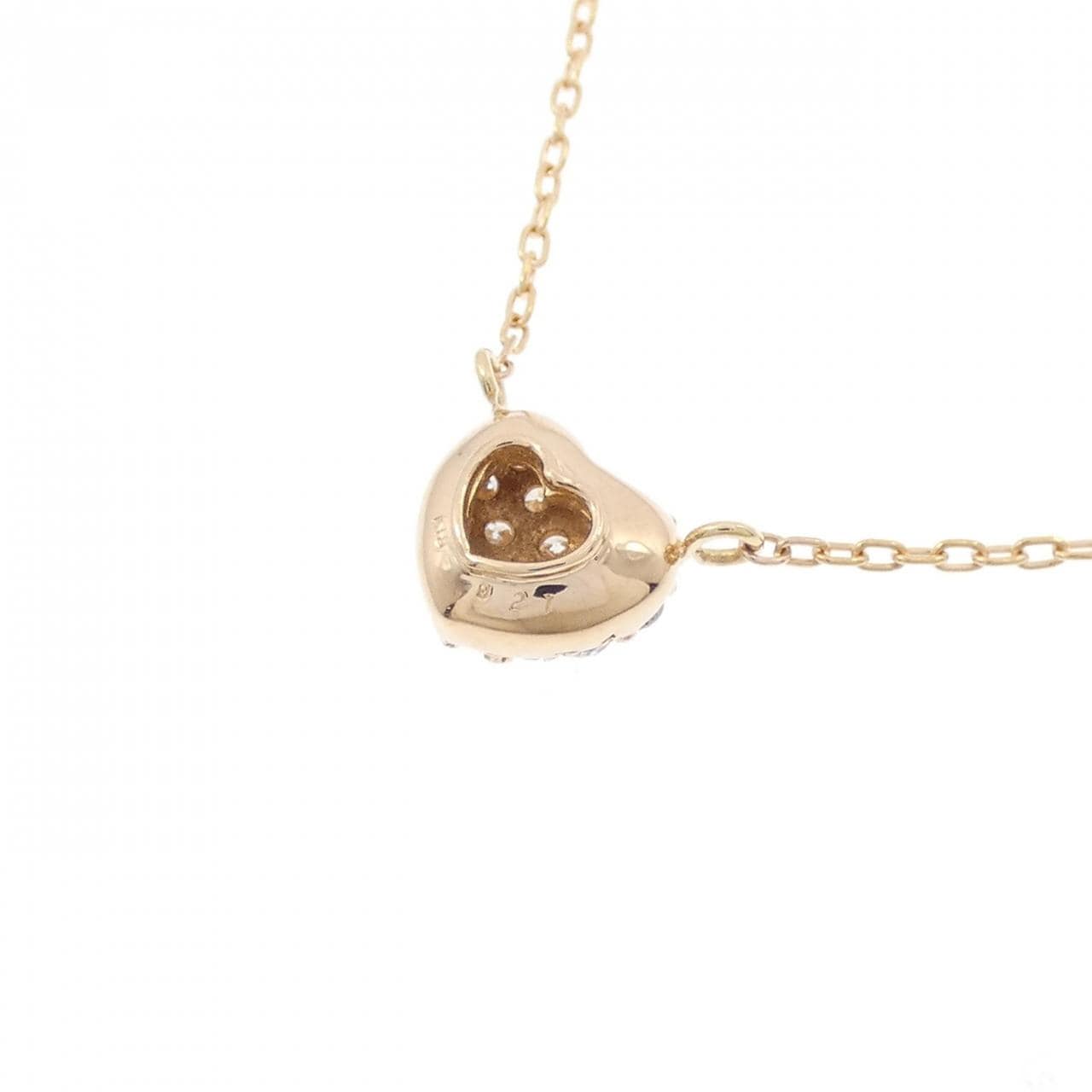 K18YG ハート パヴェ ダイヤモンド ネックレス 0.21CT
