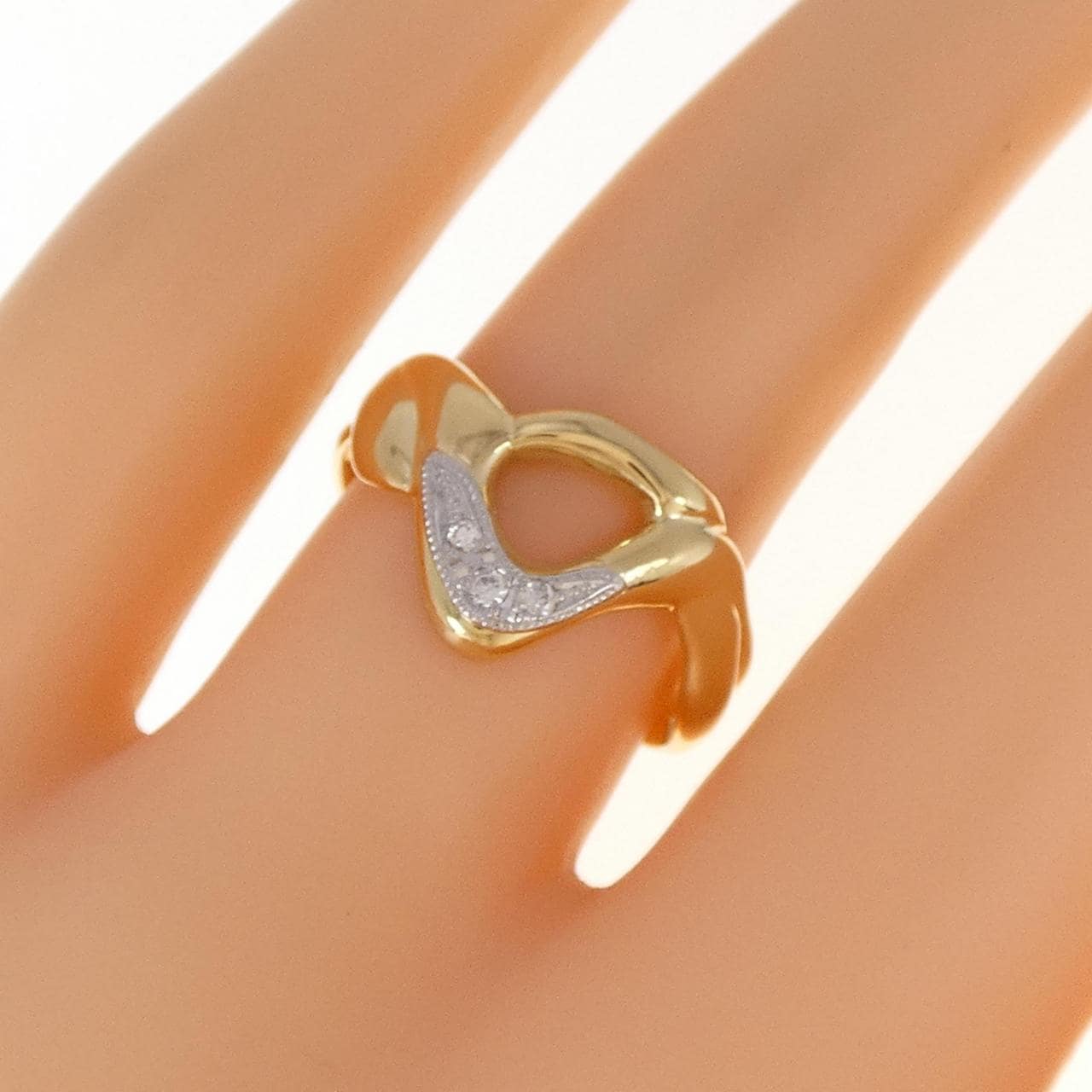 K18YG/PT ダイヤモンド リング 0.04CT