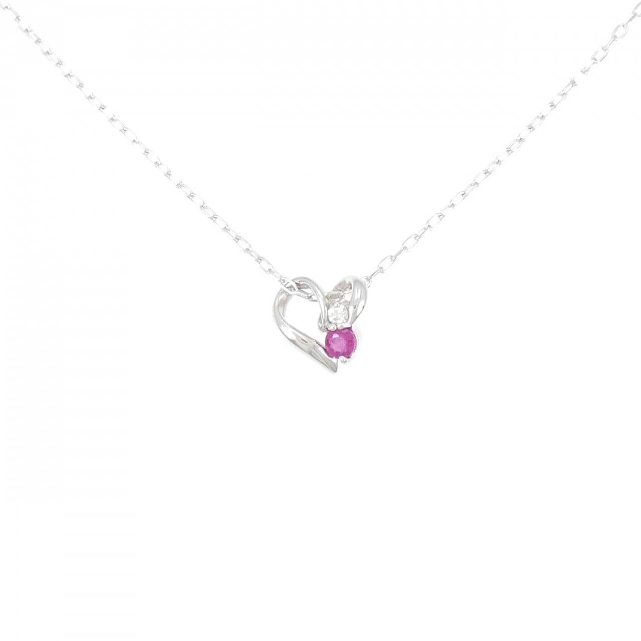 K14WG/K18WG Heart Ruby Necklace