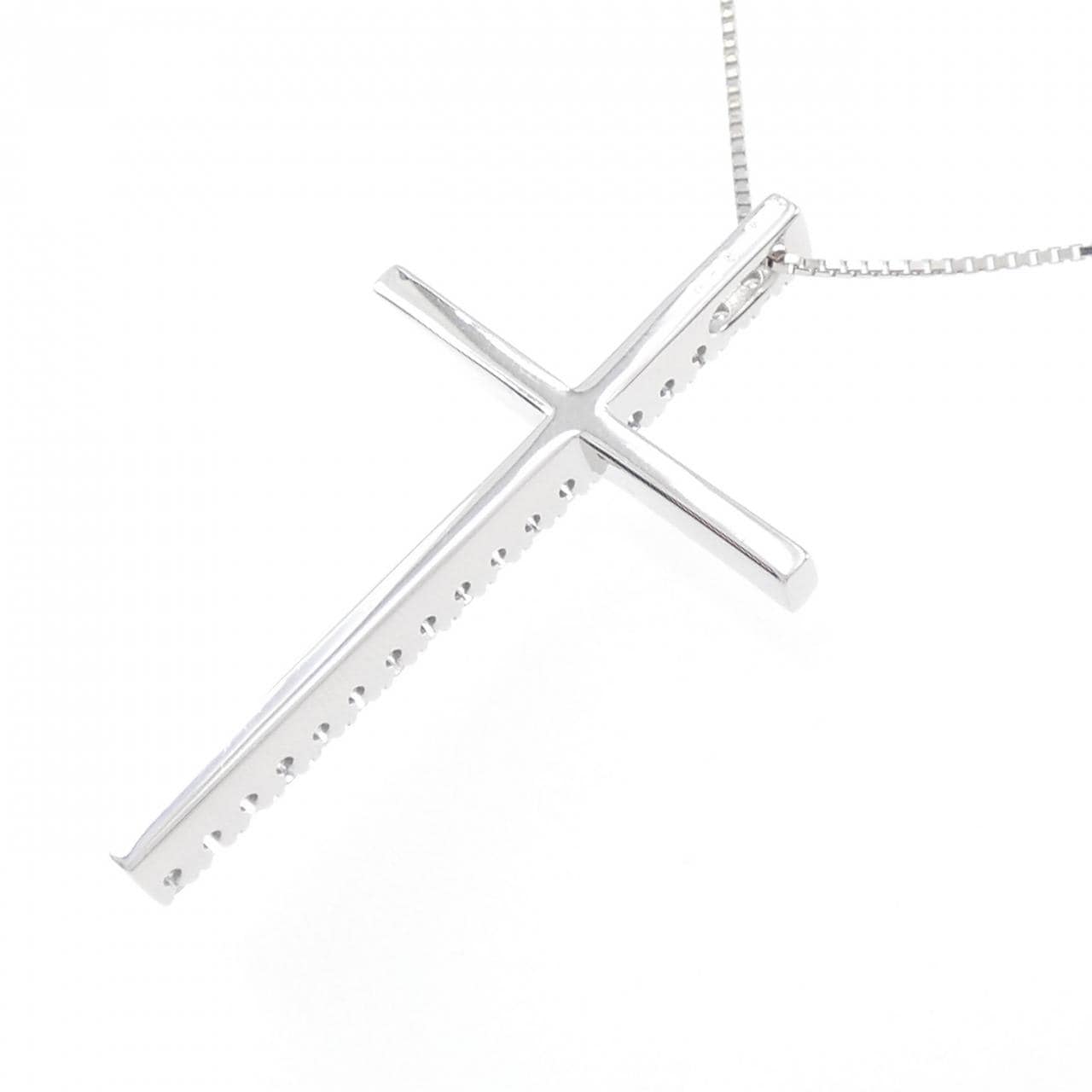 K18WG クロス ダイヤモンド ネックレス 0.28CT