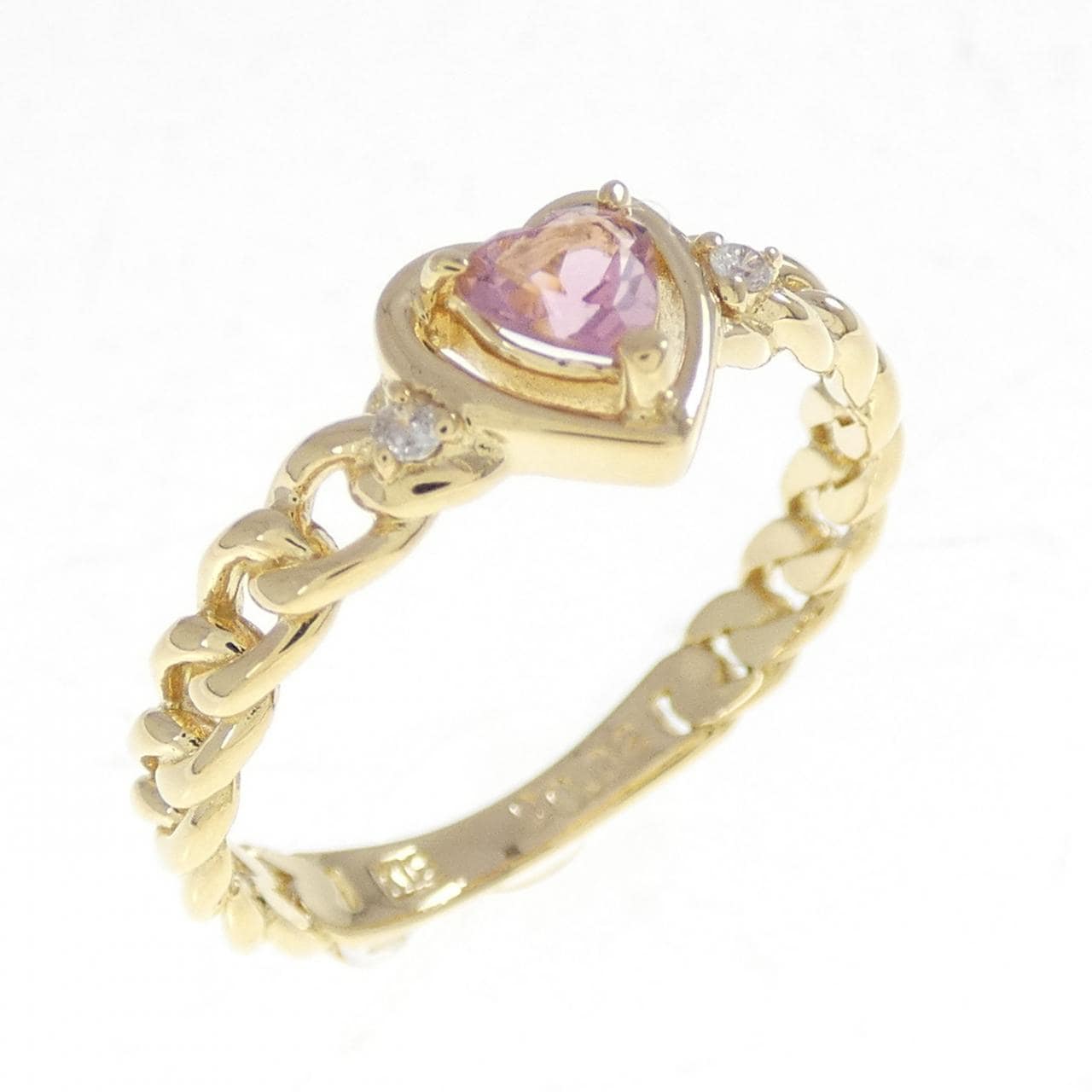 K18YG ハート トルマリン リング