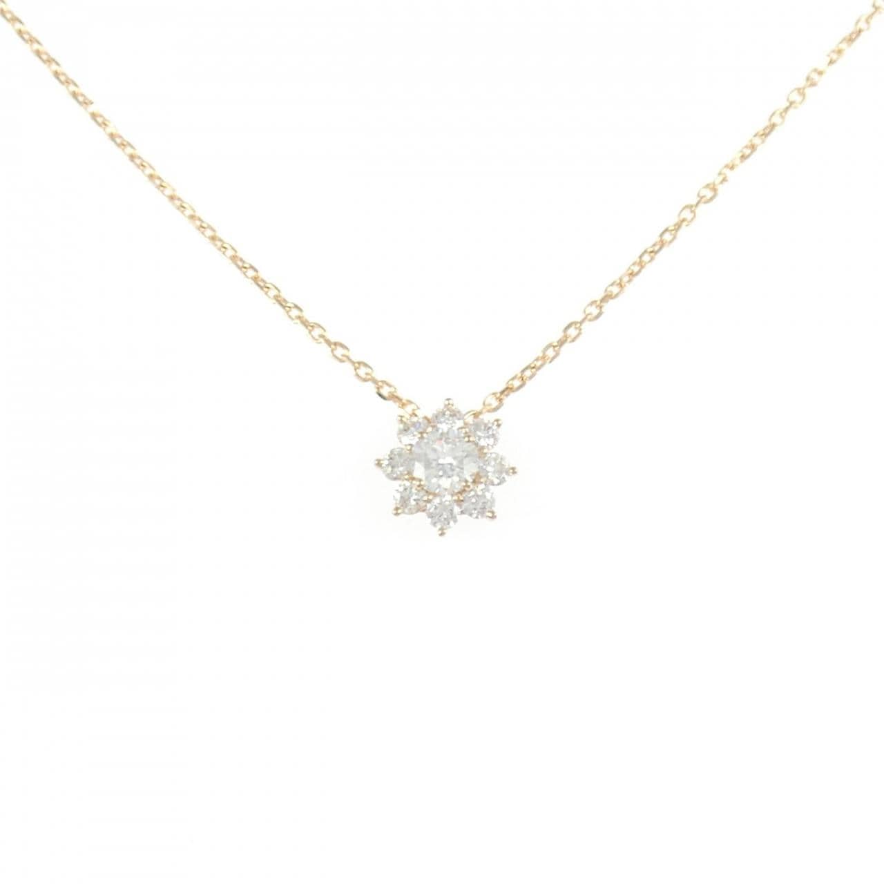 K18PG フラワー ダイヤモンド ネックレス 0.235CT