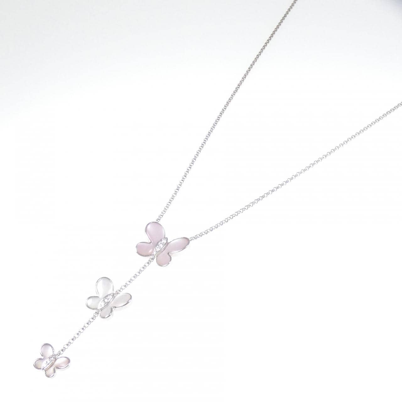 K18WG バタフライ マザーオブパール ネックレス