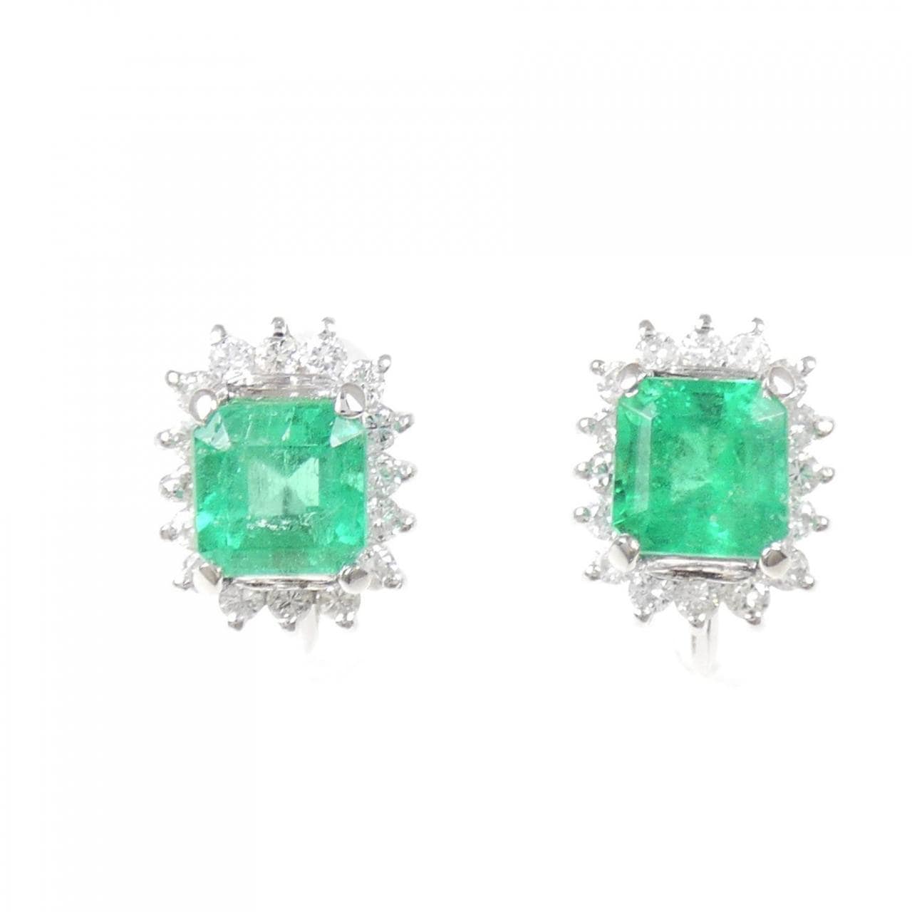 PT900 エメラルド イヤリング 2.22CT