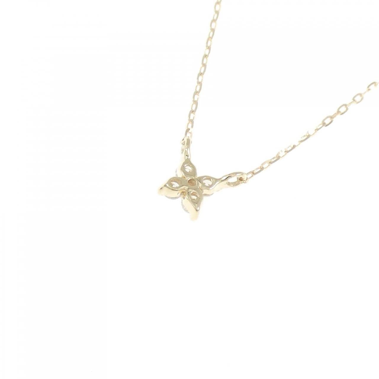 K10YG フラワー ダイヤモンド ネックレス 0.07CT
