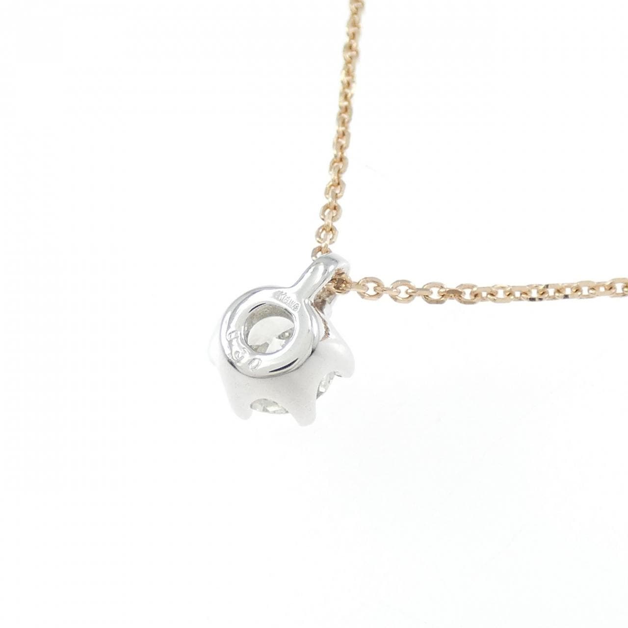 K18WG/K10PG ソリティア ダイヤモンド ネックレス 0.30CT