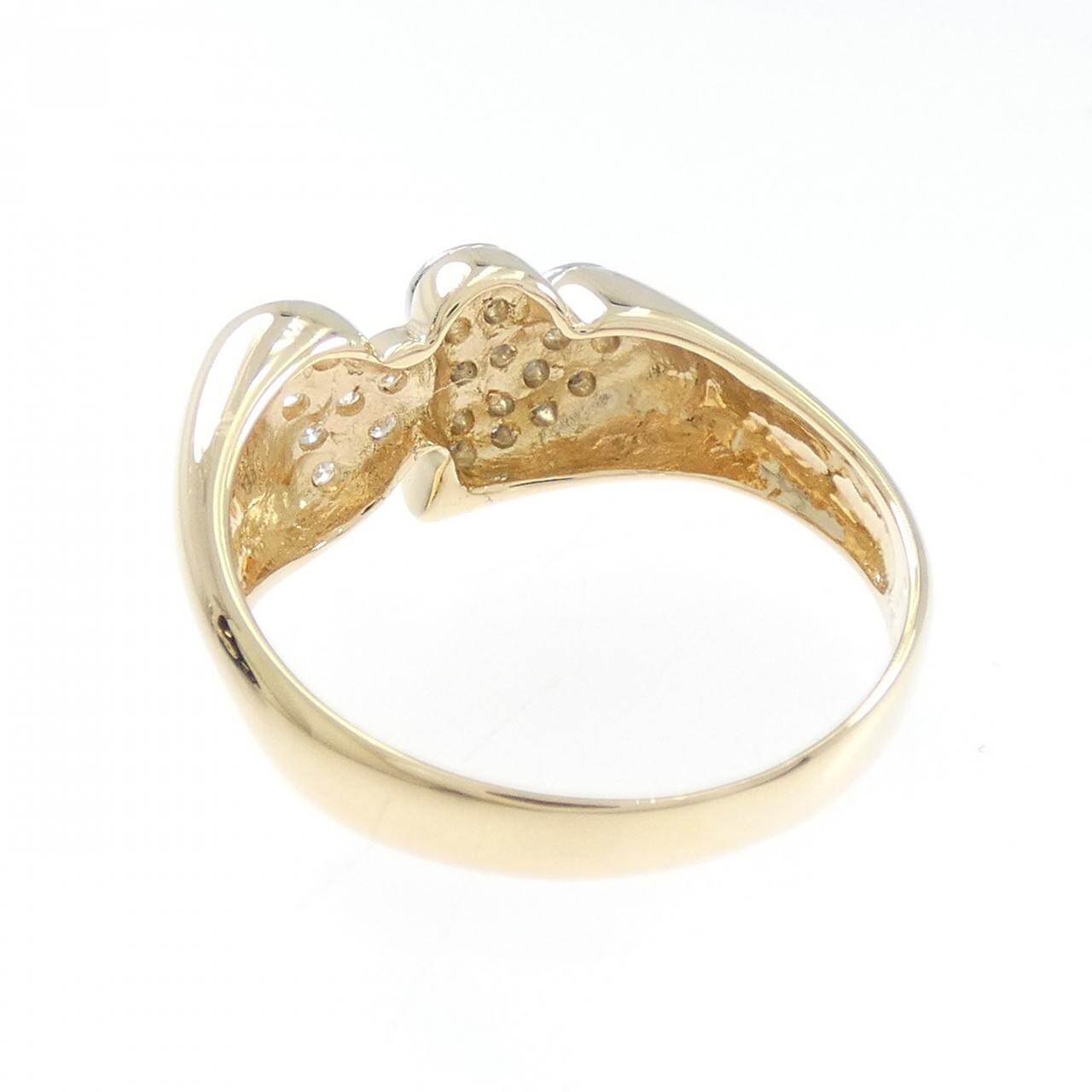 K18YG/PT900 ハート ダイヤモンド リング