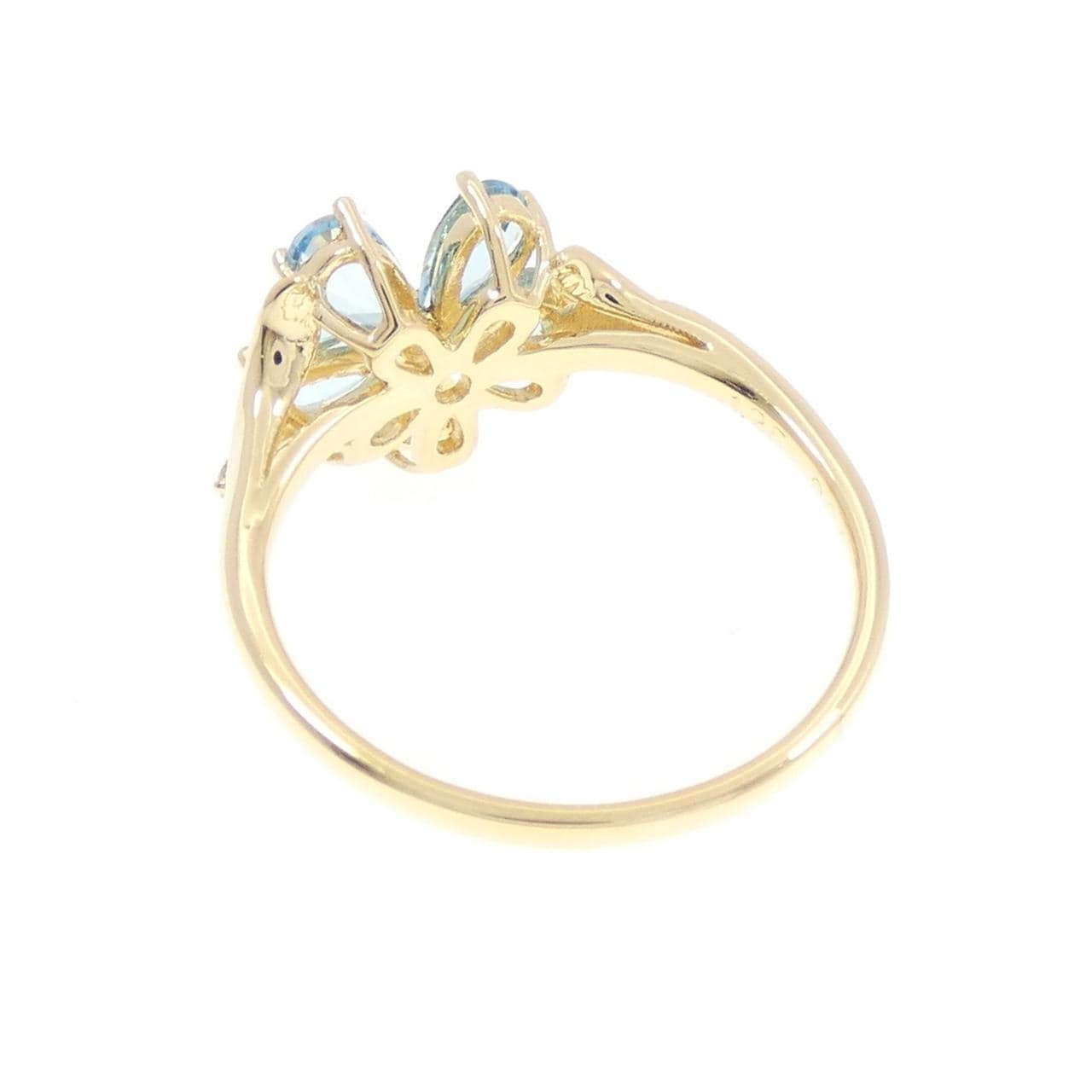 K18YG フラワー ブルートパーズ リング 1.25CT