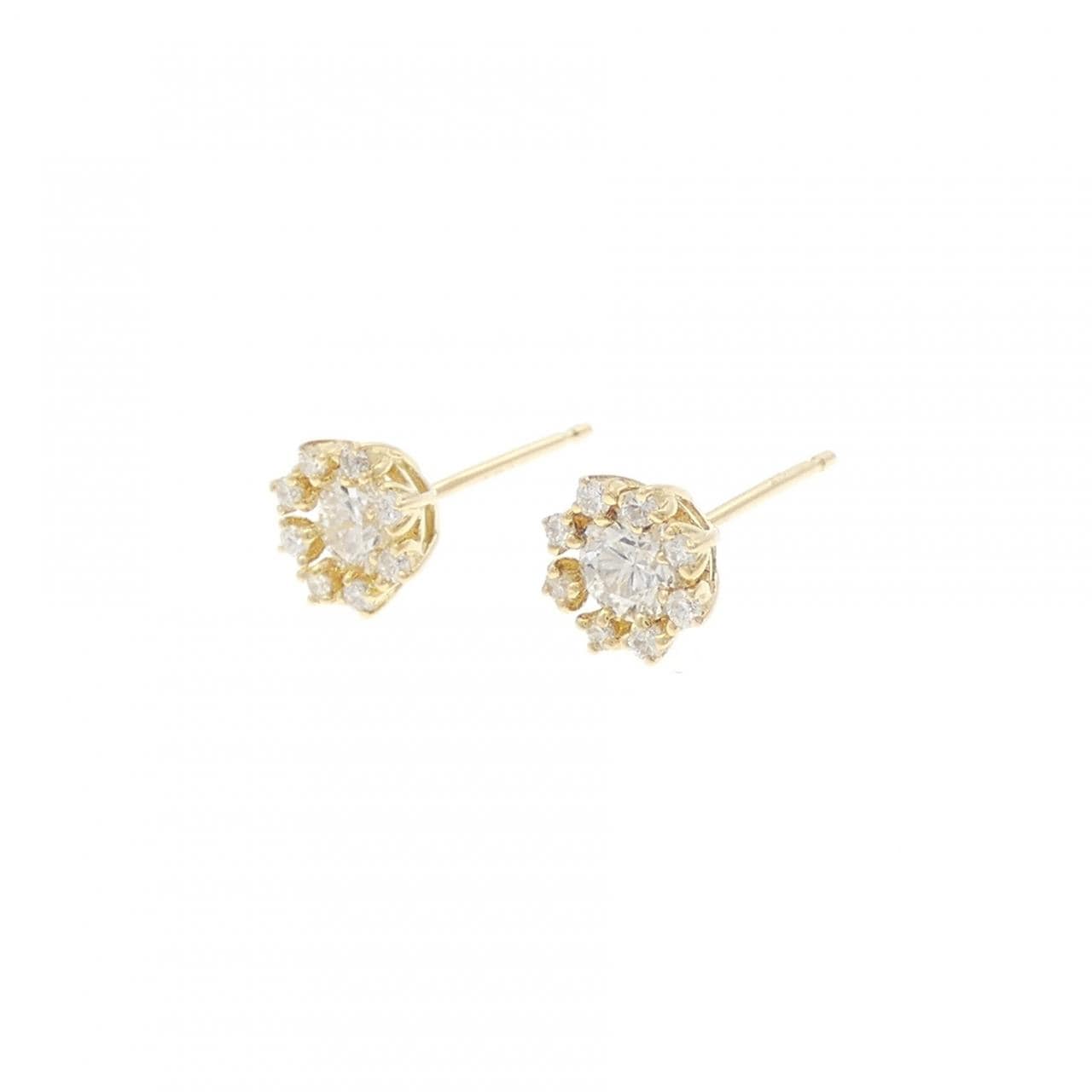 K18YG フラワー ダイヤモンド ピアス 0.54CT