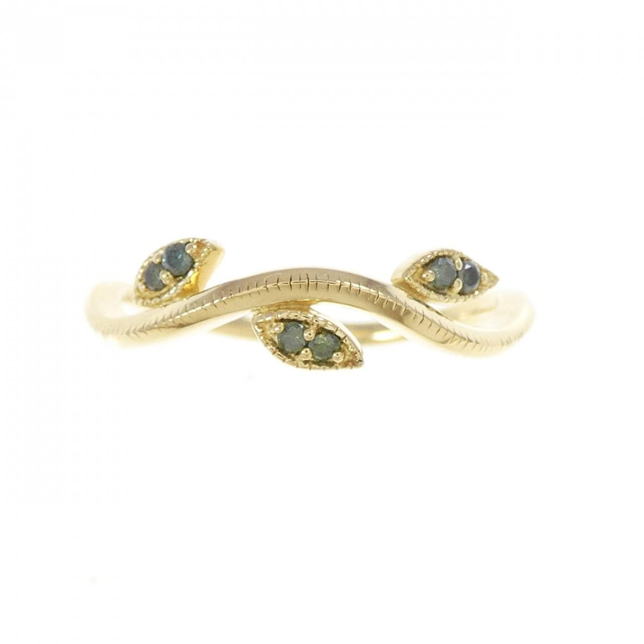 K18YG リーフ ダイヤモンド リング 0.06CT