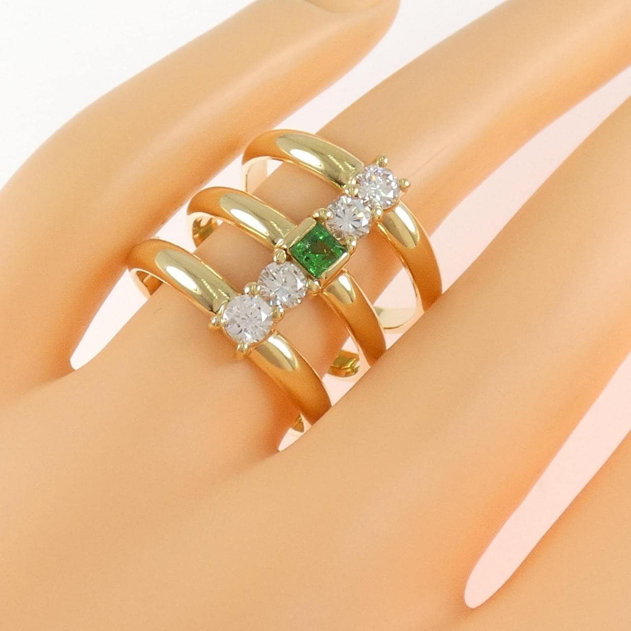 K18YG グリーンガーネット リング 0.27CT