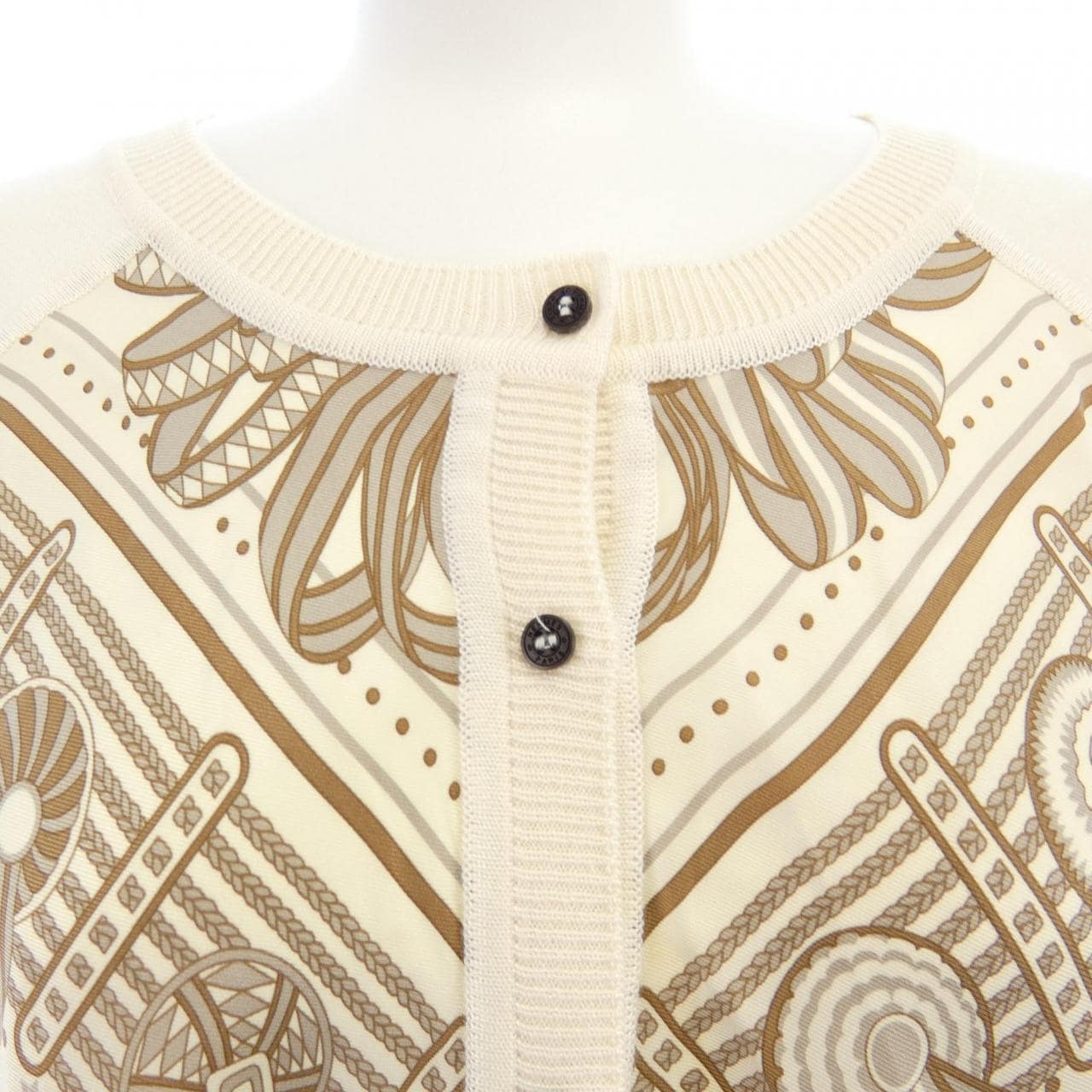HERMES Les Rubans du Cheval *07-7751 Twill Reine Cardigan