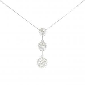 K18WG フラワー ダイヤモンド ネックレス 1.01CT