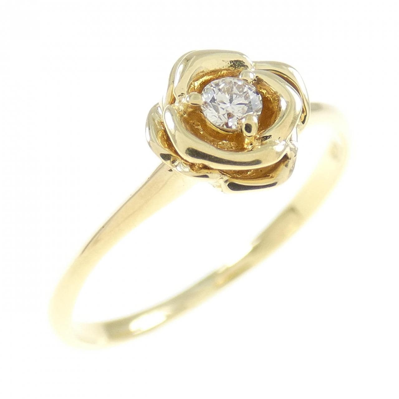 K18YG flower Diamond ring 0.06CT