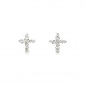 K14WG クロス ダイヤモンド ピアス 0.20CT