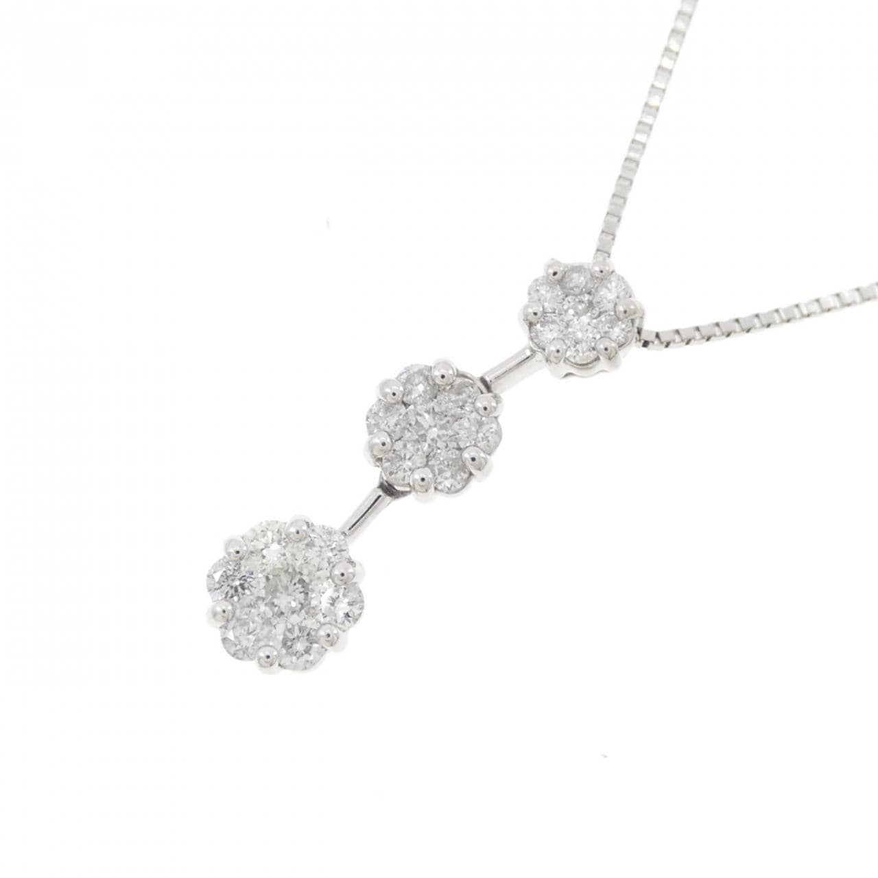 PT900/PT850 フラワー ダイヤモンド ネックレス 0.50CT