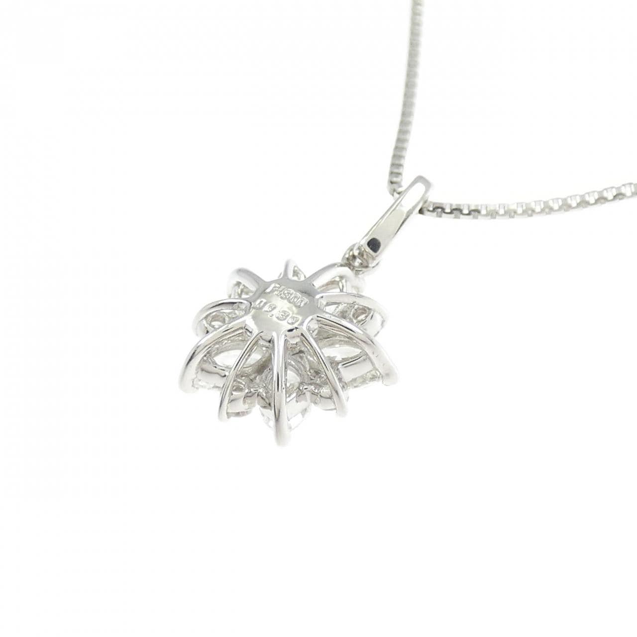 【新品】PT900/PT850 フラワー ダイヤモンド ネックレス 0.30CT