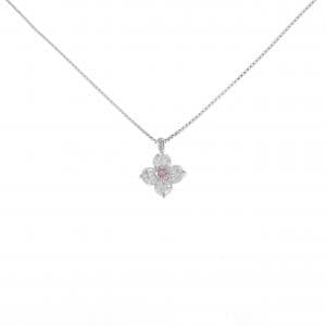 PT900/PT850 フラワー ダイヤモンド ネックレス 0.097CT FIP VS2