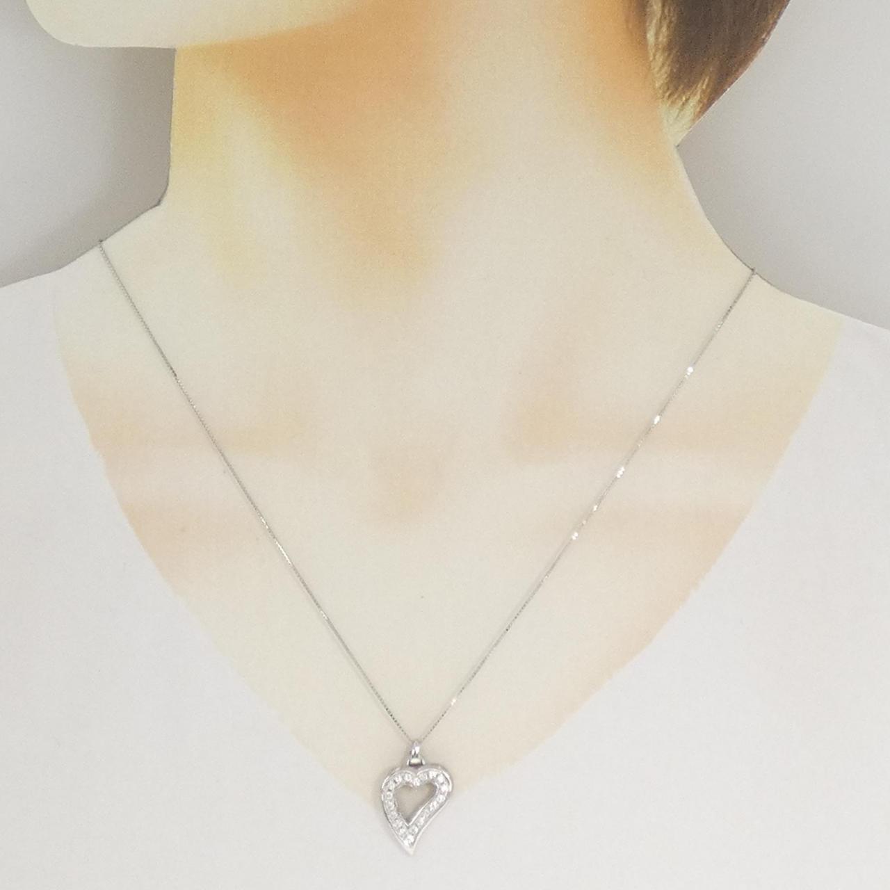 K18WG ハート ダイヤモンド ネックレス 0.343CT