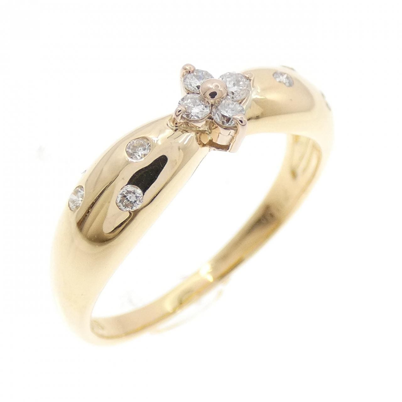 K18YG フラワー ダイヤモンド リング 0.14CT