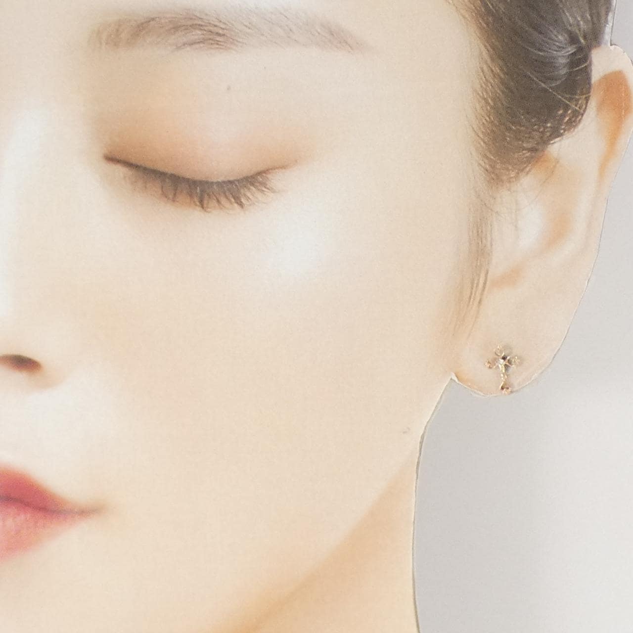 K10PG クロス×ハート  ダイヤモンド ピアス