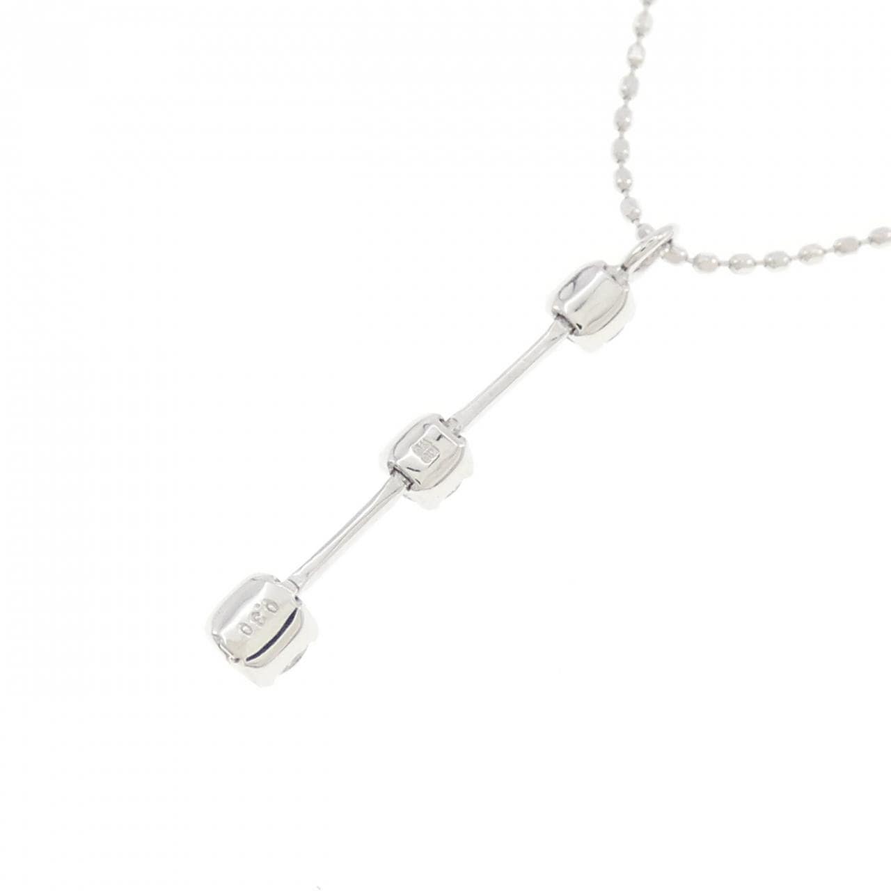 K18WG three stone Diamond necklace 0.30CT