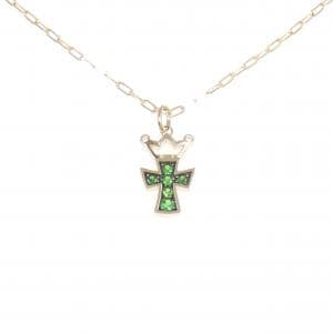 K18PG/K18BG クロス×クラウン ガーネット ネックレス 0.24CT