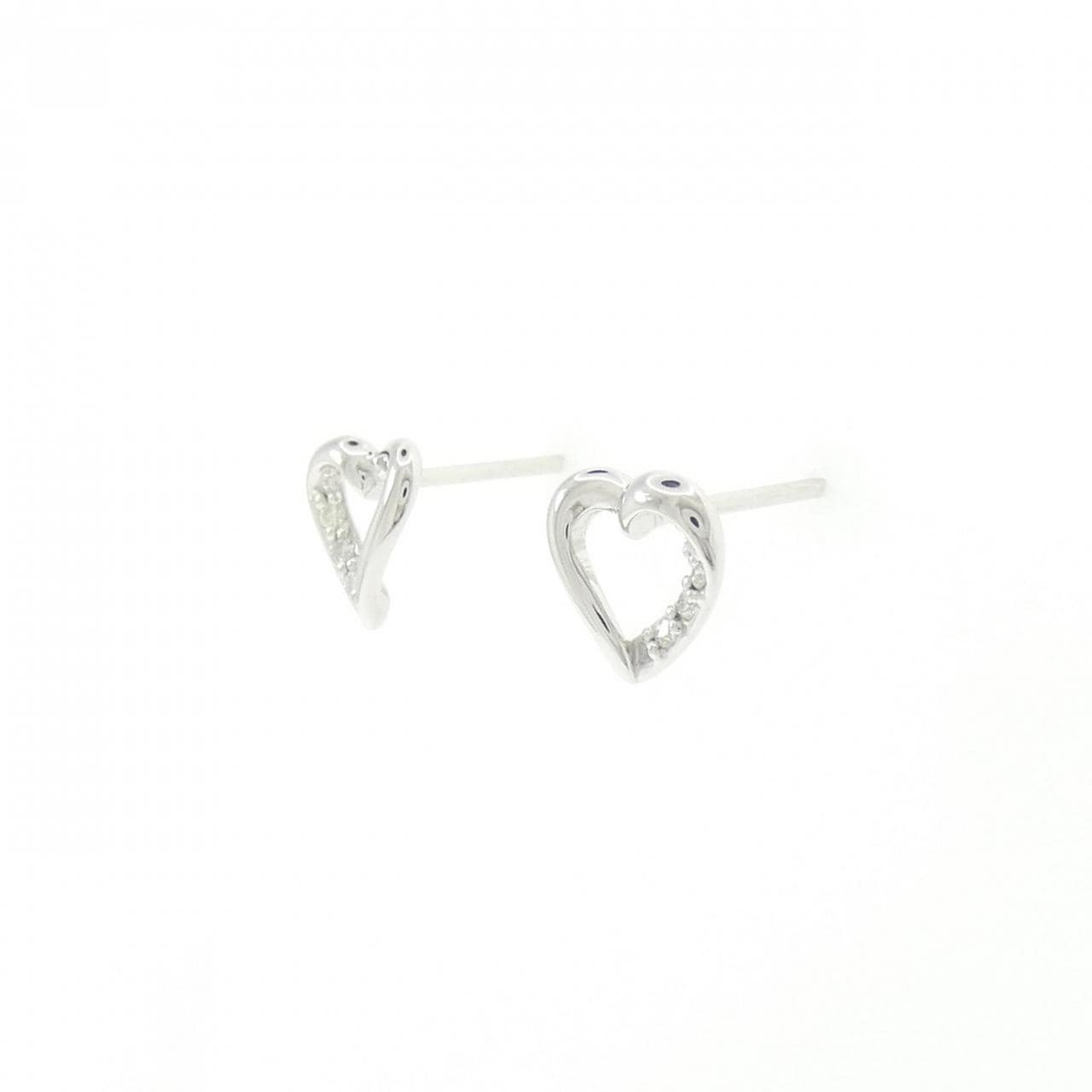 K18WG ハート ダイヤモンド ピアス 0.04CT