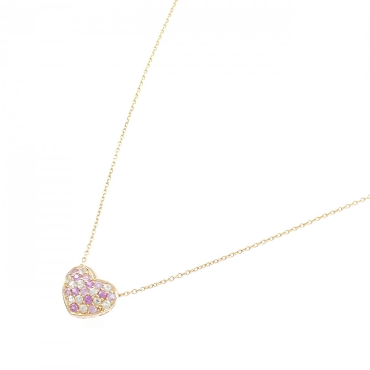 K18PG ハート サファイヤ ネックレス 0.40CT