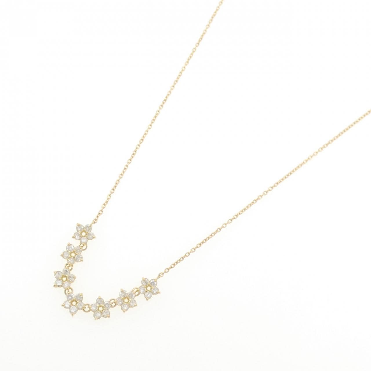 K18YG フラワー ダイヤモンド ネックレス 1.07CT
