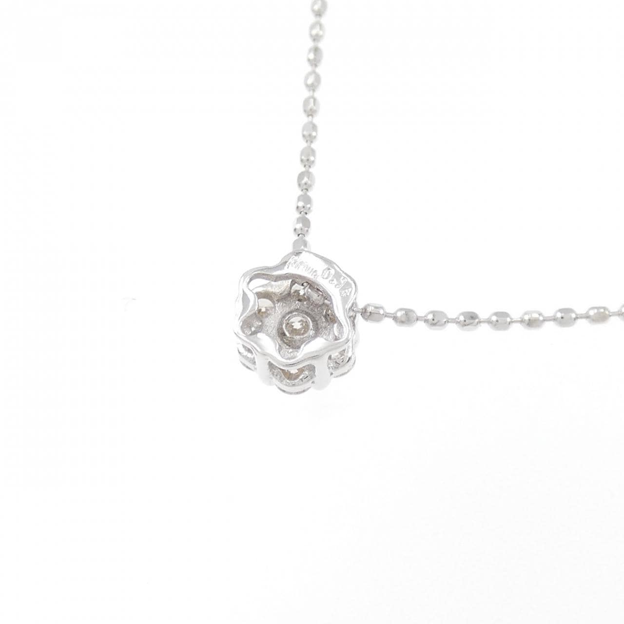K18WG フラワー ダイヤモンド ネックレス 0.14CT