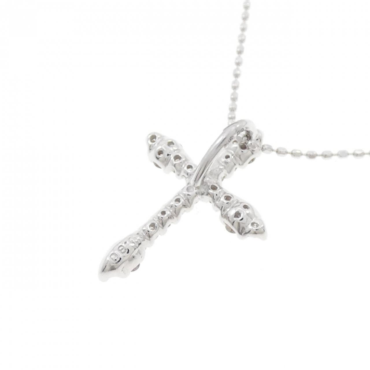 K18WG クロス ダイヤモンド ネックレス 0.30CT