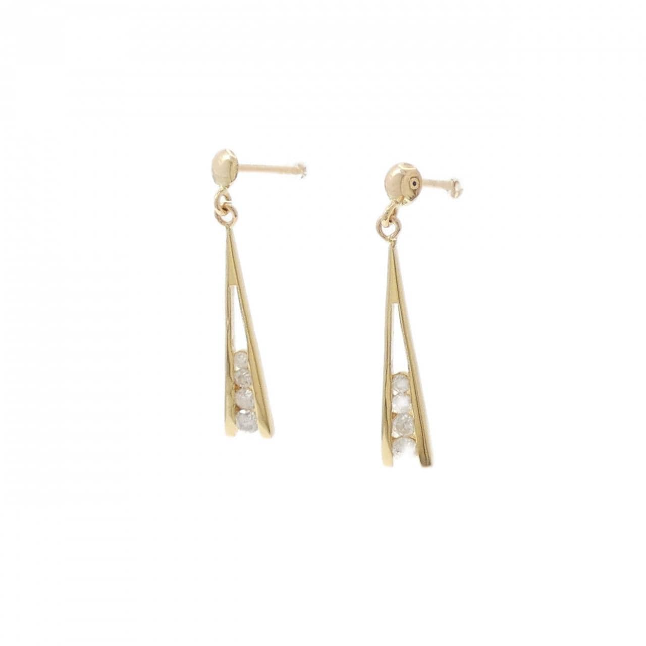 K18YG钻石耳环，0.196克拉