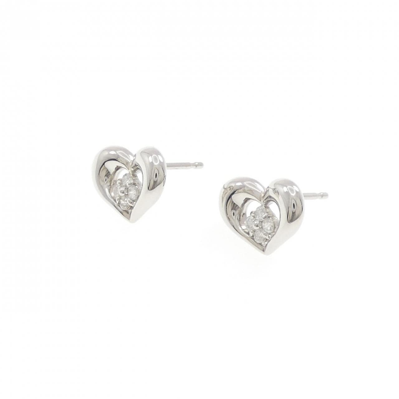 PT900 ハート ダイヤモンド ピアス 0.150CT