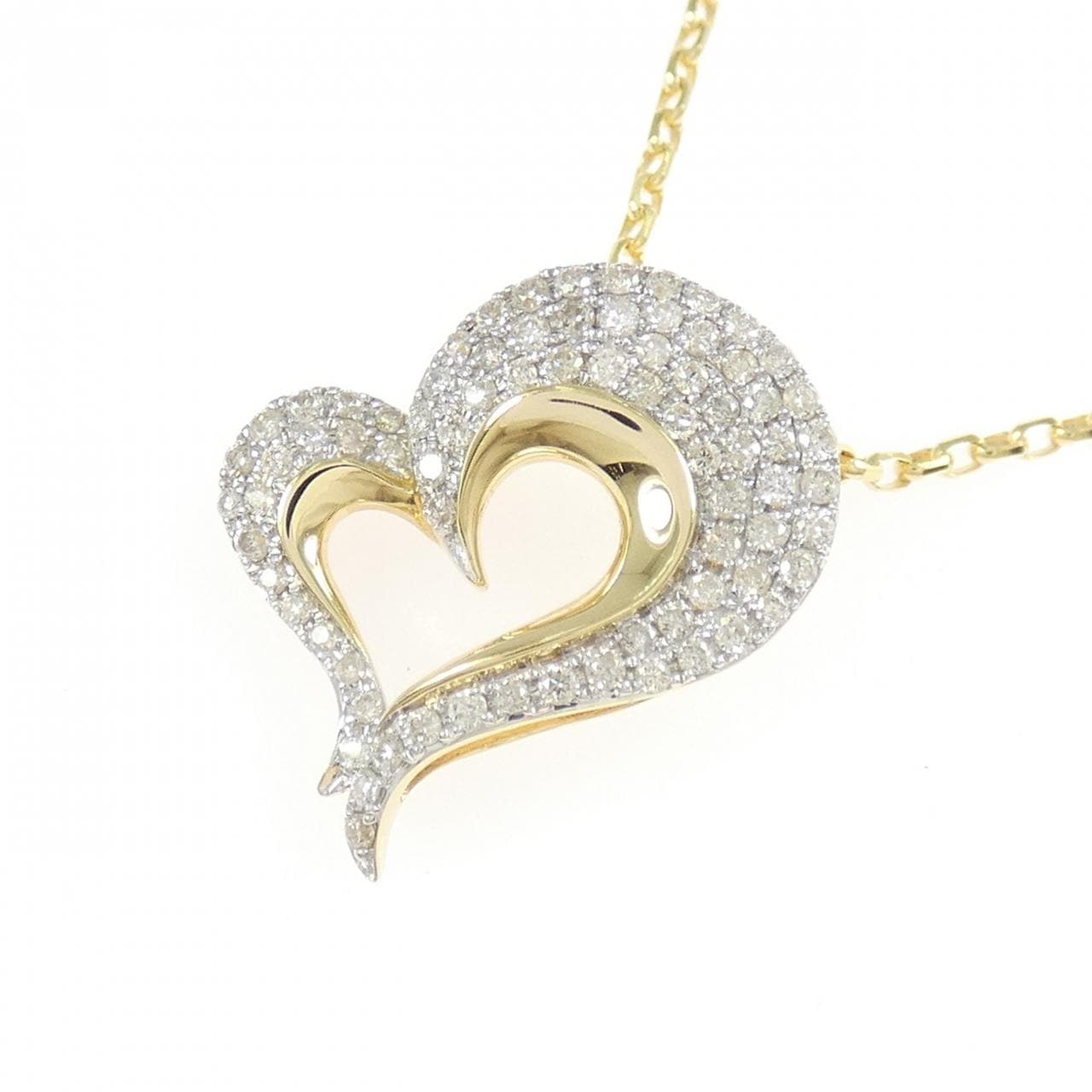 K18YG/K18WG ハート ダイヤモンド ネックレス 0.43CT