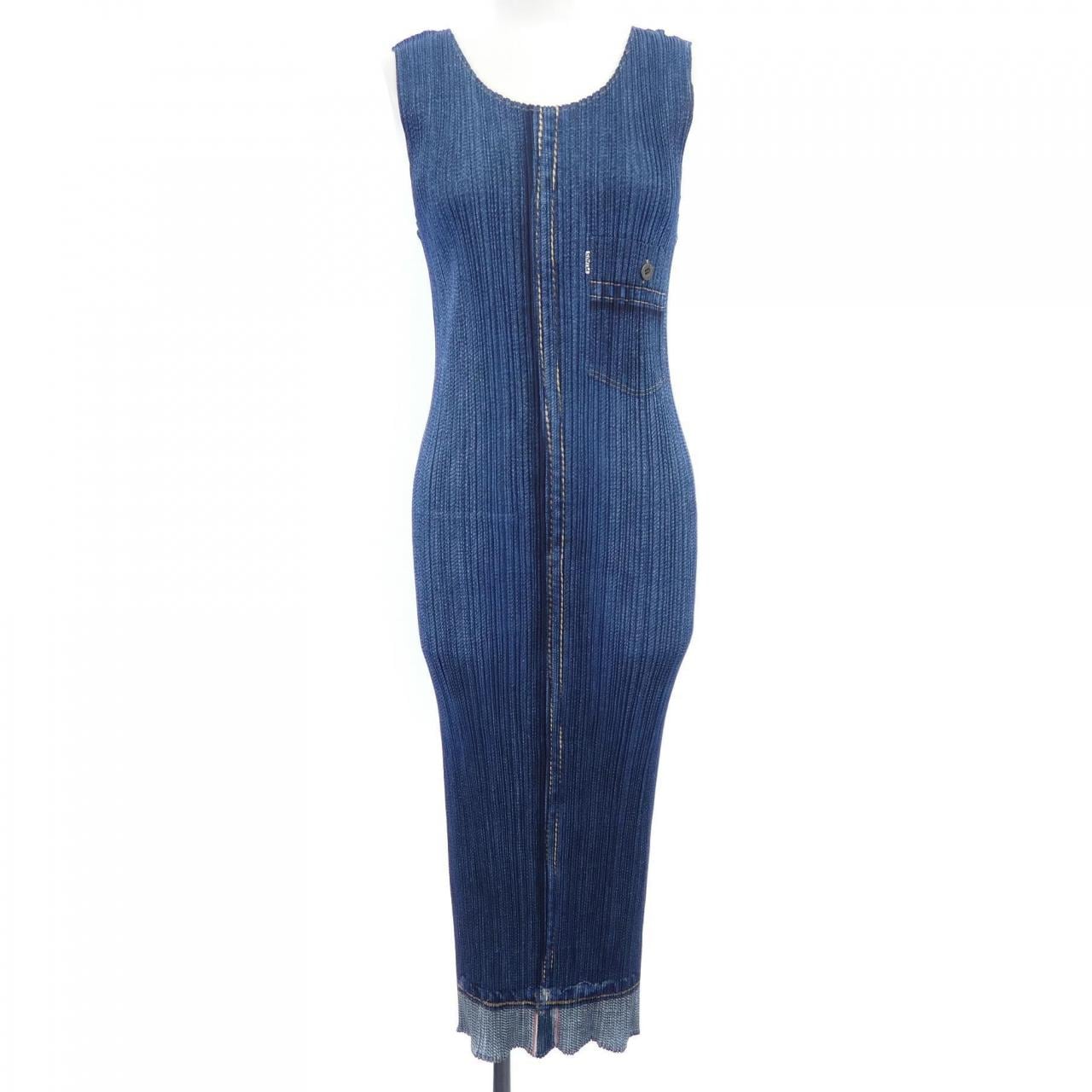 【ヴィンテージ】プリーツプリーズ PLEATS PLEASE 2001 デニム転写プリント PP12-JH251 ワンピース