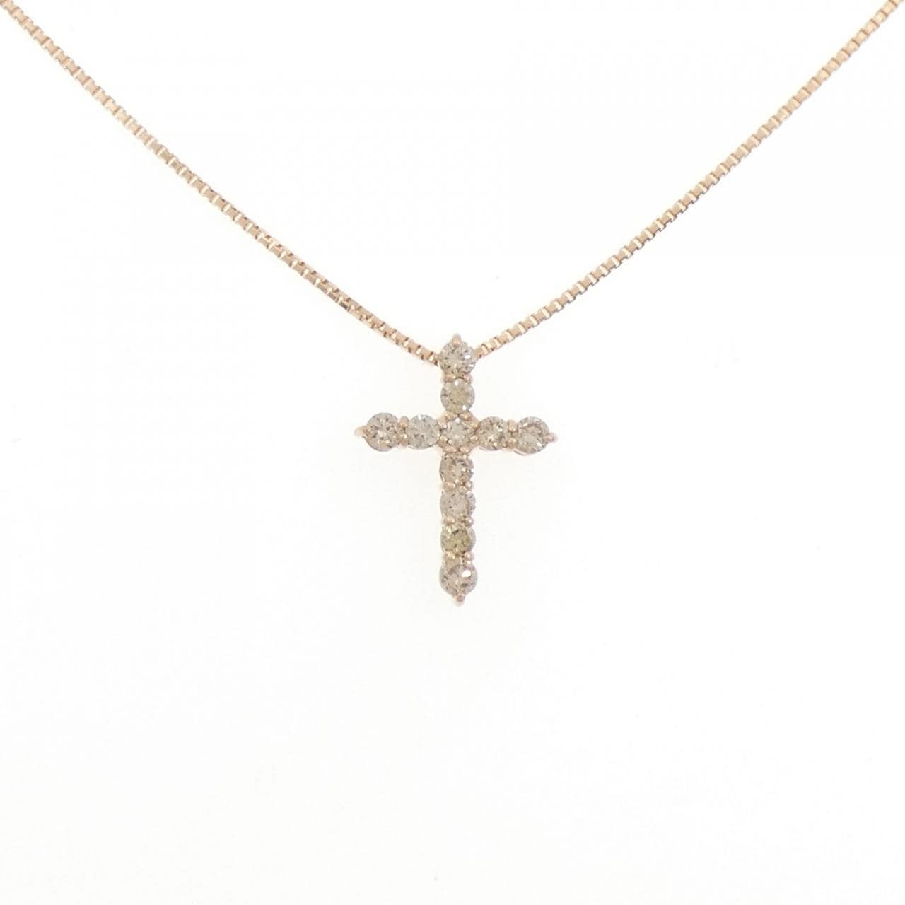 K18PG クロス ダイヤモンド ネックレス 0.30CT