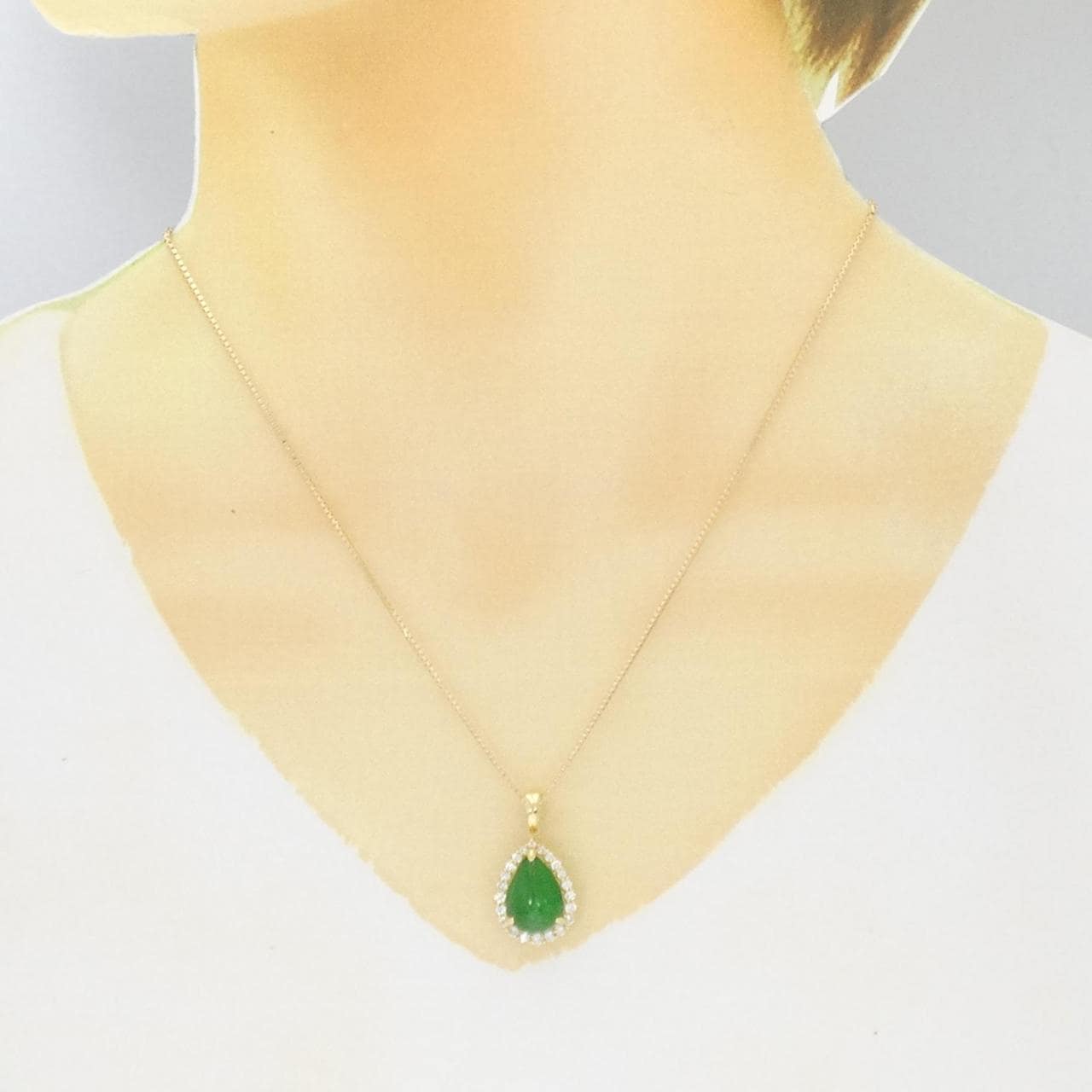 [Remake] K18YG jade necklace 5.490CT