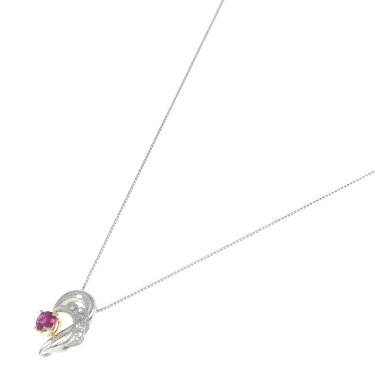 PT/K18YG Ruby Necklace 0.55CT