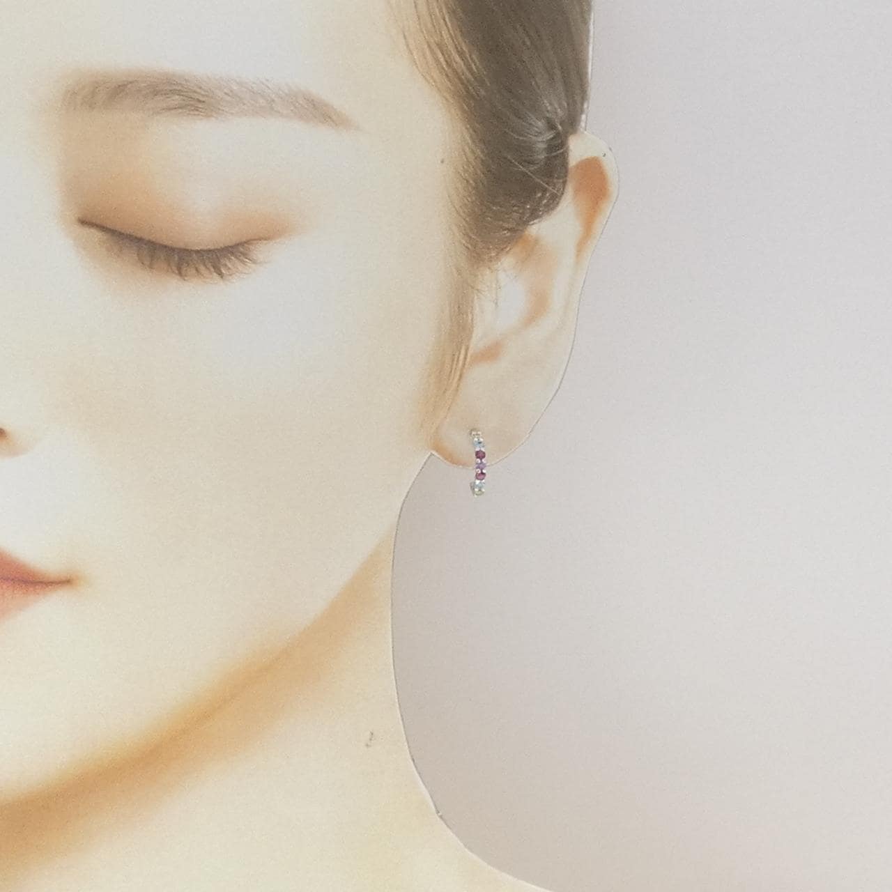 K18WG カラーストーン ピアス