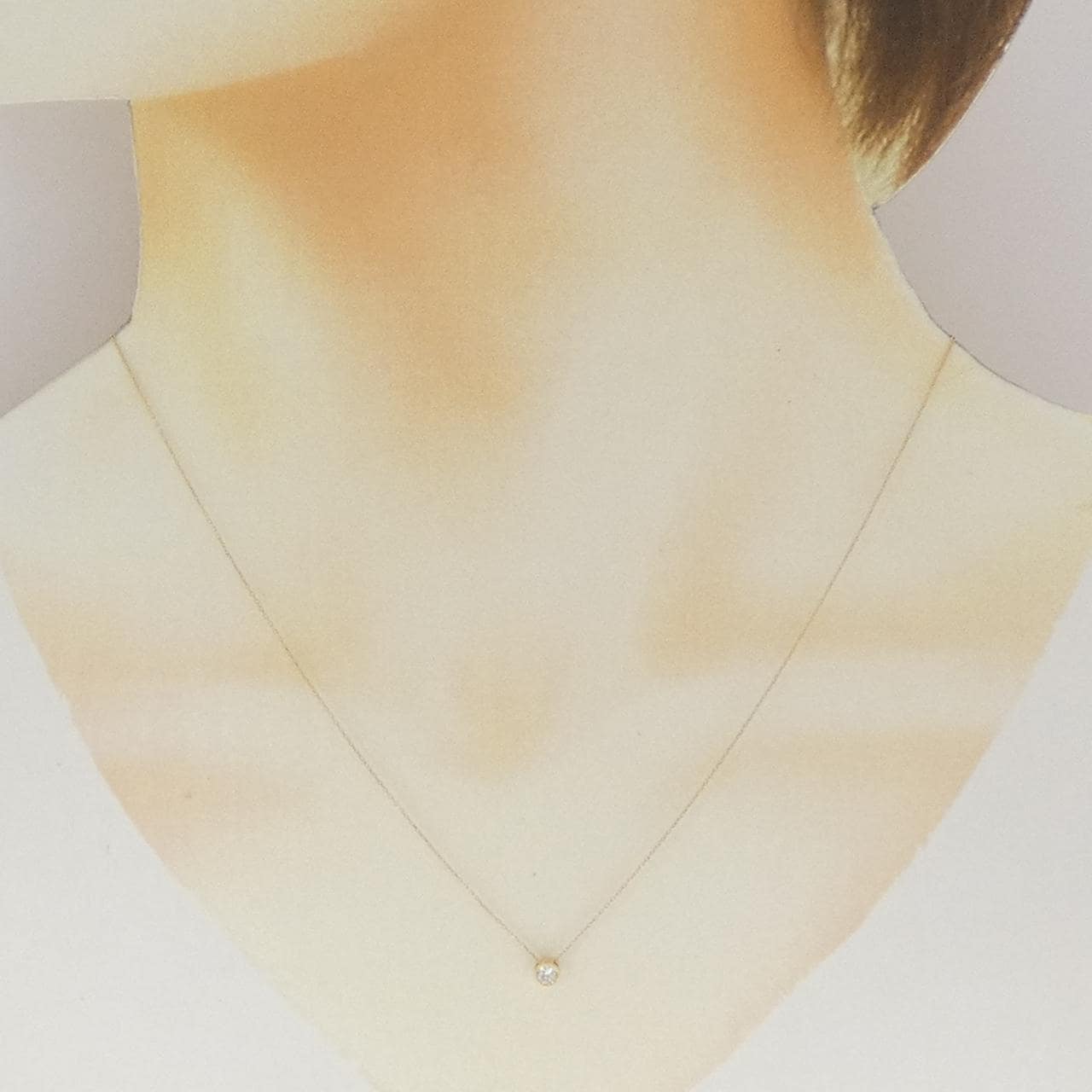 K18YG ソリティア ダイヤモンド ネックレス 0.08CT