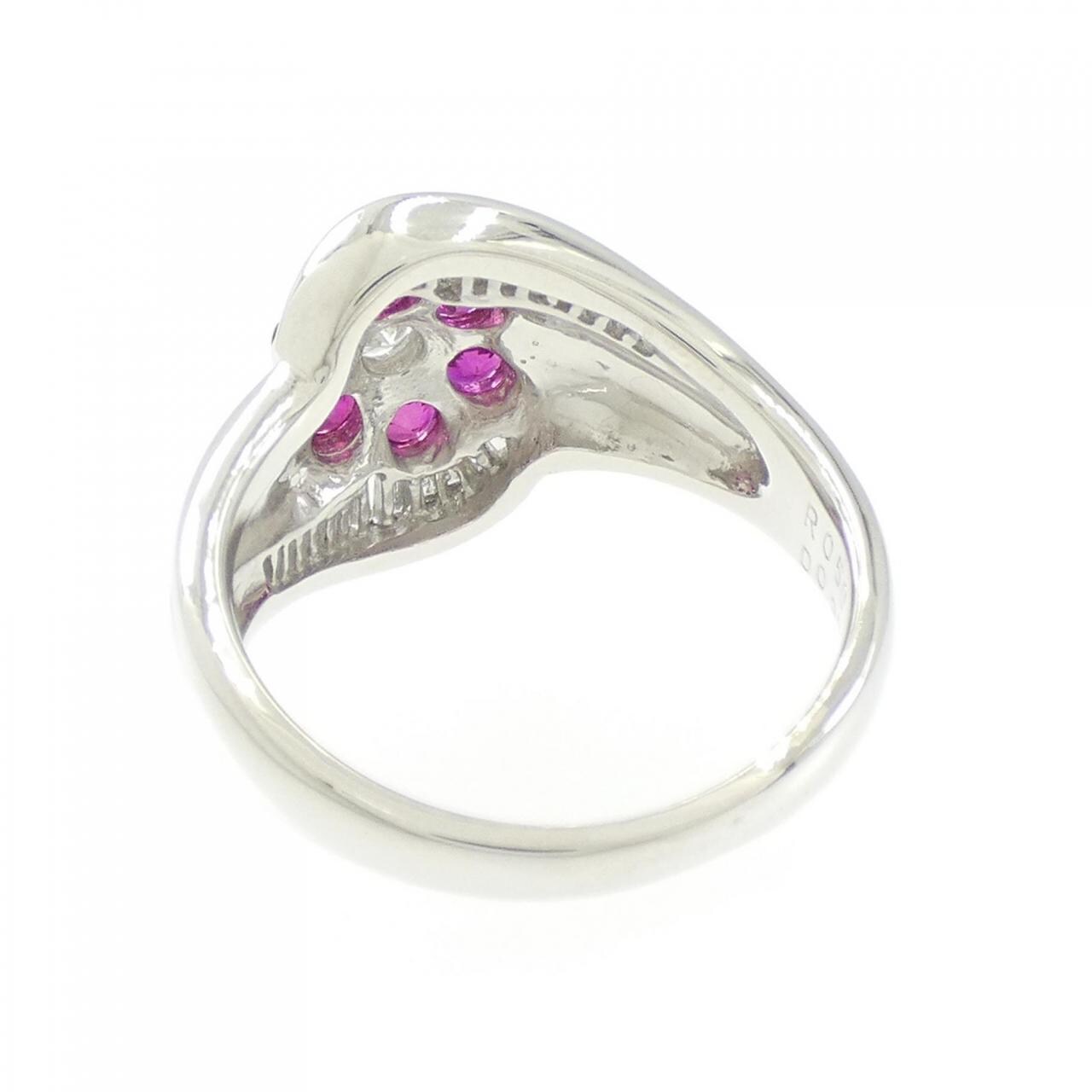 PT Flower Ruby Ring 0.50CT