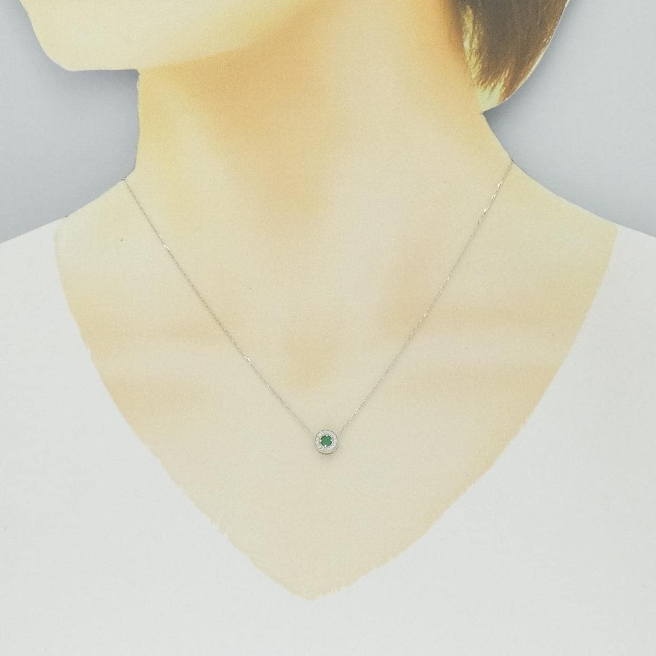 K10WG エメラルド ネックレス 0.08CT