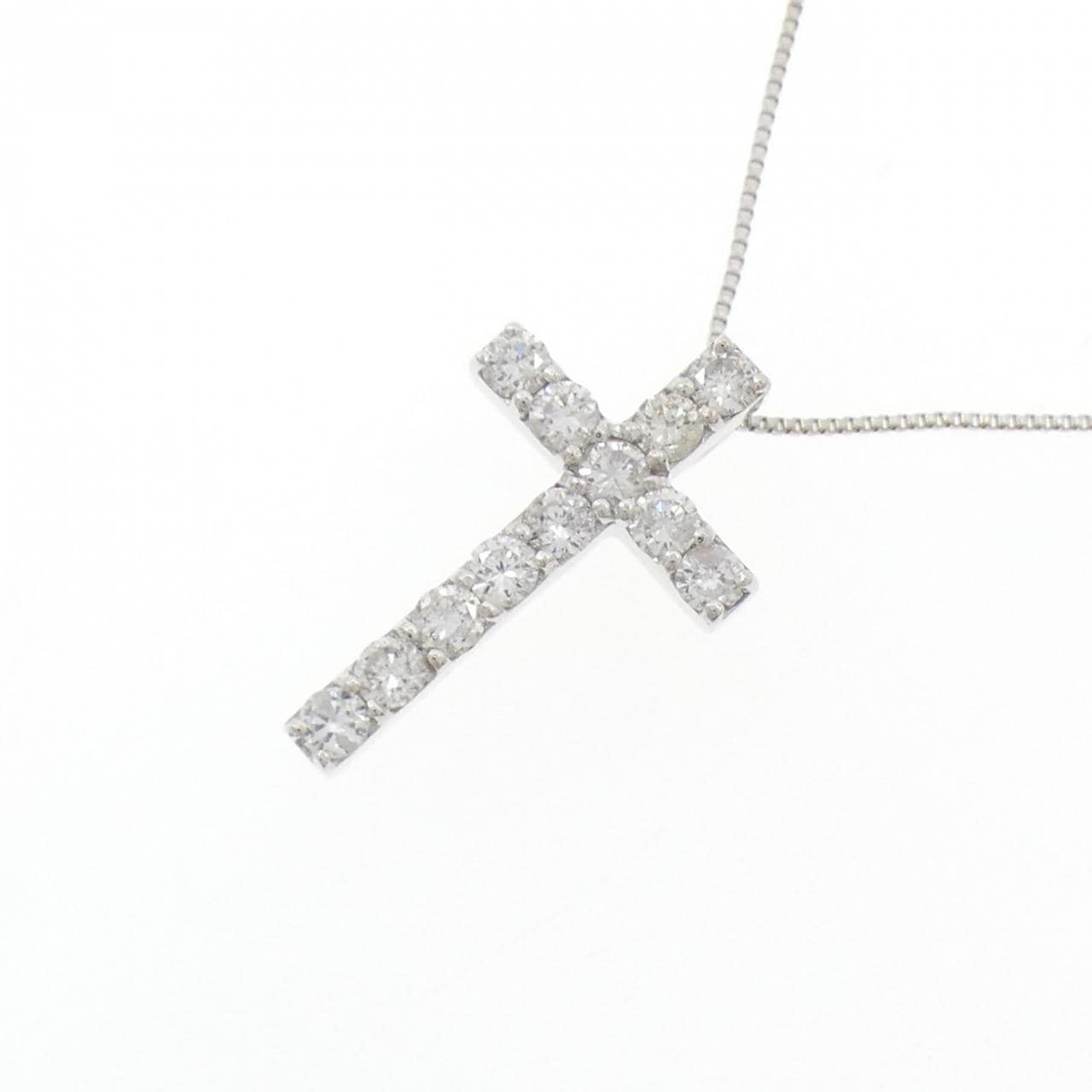 K18WG クロス ダイヤモンド ネックレス 0.50CT