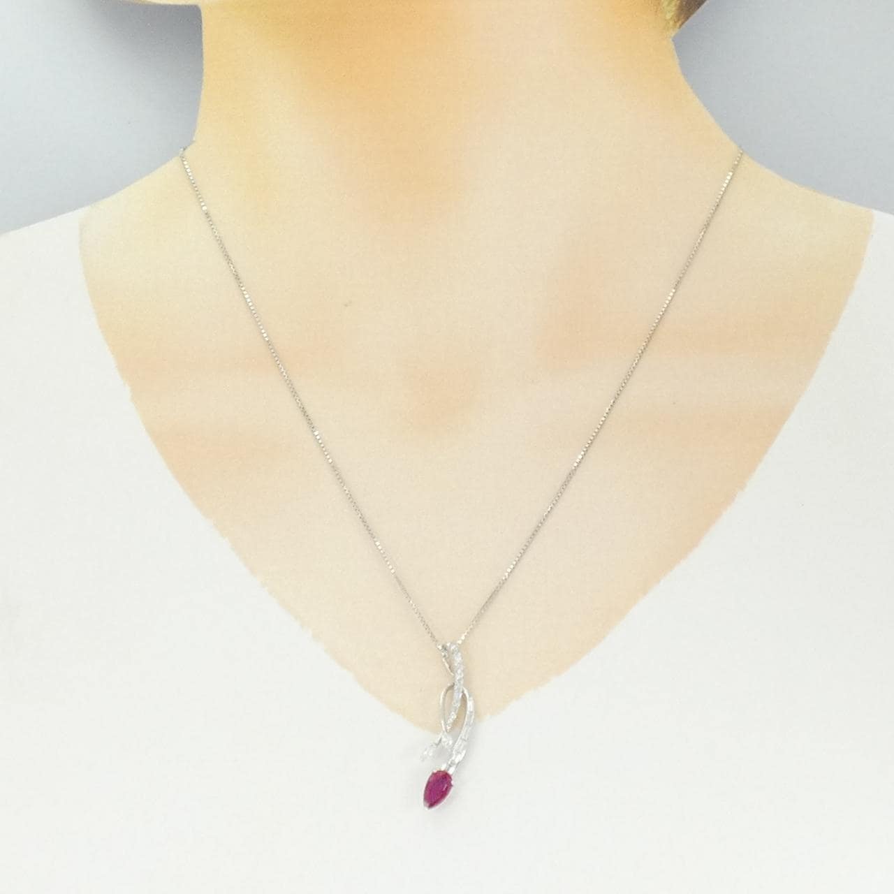 K18WG ルビー ネックレス 1.04CT