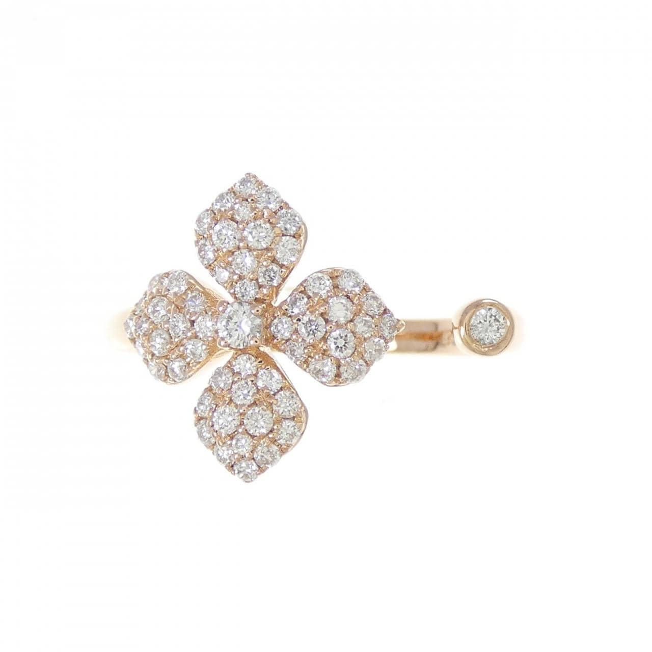 750PG フラワー ダイヤモンド リング 0.36CT