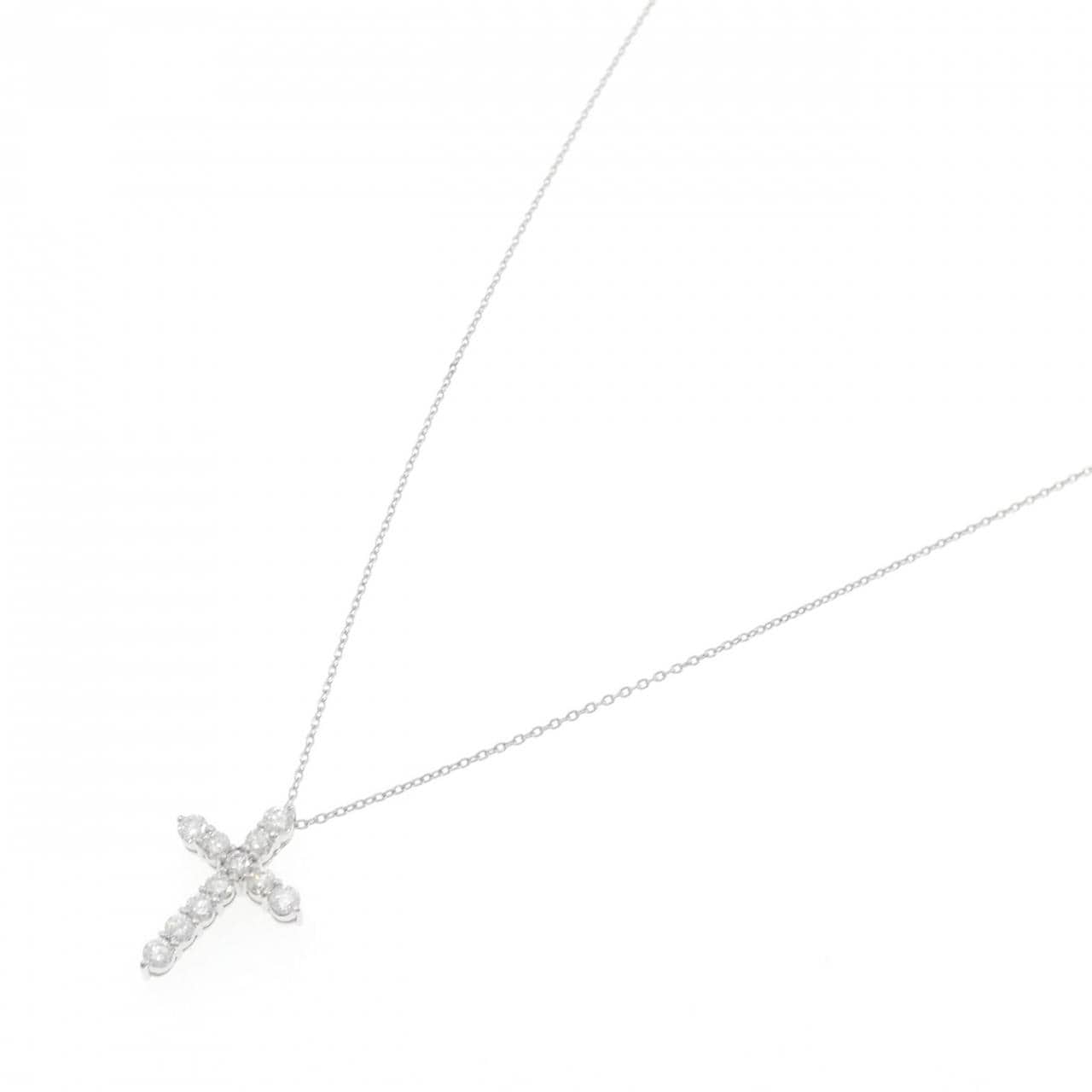 K18WG クロス ダイヤモンド ネックレス 0.50CT